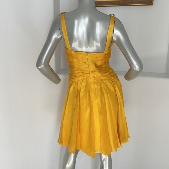 Interlude Couture Collection Silk Yellow Dress Size 8 - Picture 10 of 14